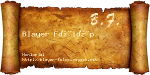 Blayer Fülöp névjegykártya